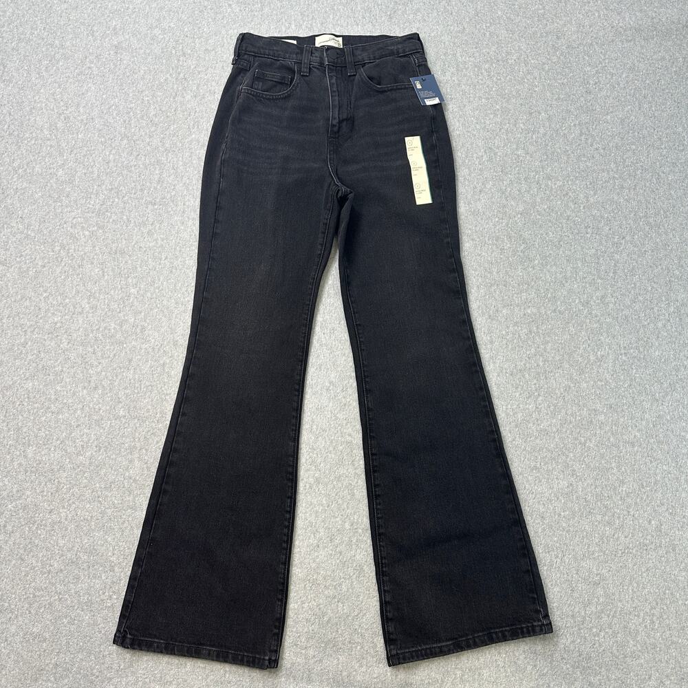 Universal Thread Jeans Women Black High Rise Flare Leg Stretch SZ 2 Short Pants